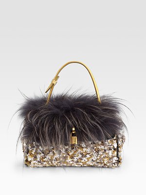 Сумочка Gilda Fur and Sequin Flap Bag