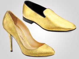 Золотая обувь от Alberto Moretti
