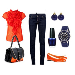 оранжевый цвет в одежде комбинации