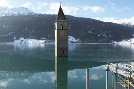 самые необычные озера мира Lago di Resia