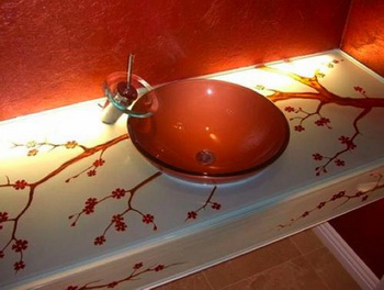 Умывальная зона из стекла - новое решения для декора ванной комнаты 